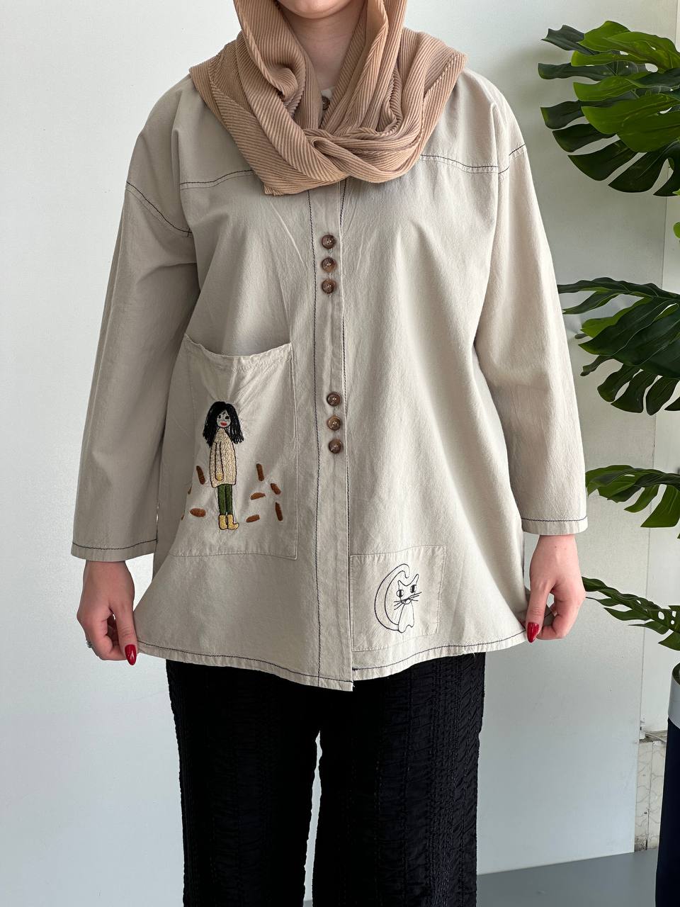 شومیز مانتویی سه دکمه دختر